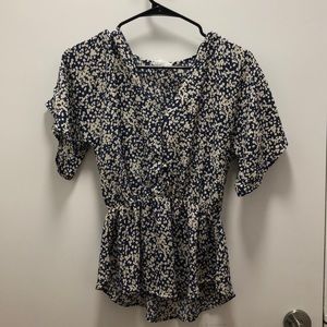 Blue and White Blouse